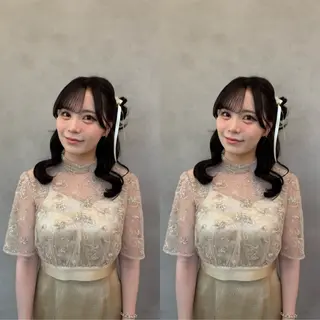 セミロング ヘアアレンジ 梅田茶屋町ヘアセット 🎀RIONA🎀のヘアスタイル