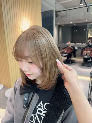 ミディアム カラー ARIA💎縮毛矯正 ブリーチ💎複雑履歴のヘアスタイル
