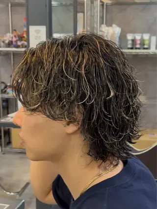ミディアム カラー パーマ メンズ シュンヤ🔥メンズ パーマ特化🔥新小岩のヘアスタイル