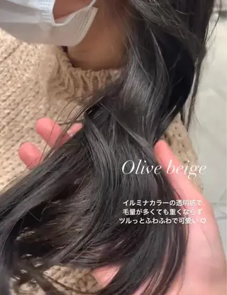セミロング カラー 🤎小顔レイヤー /ベージュ🤎友香のヘアスタイル