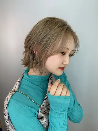 ミディアム パーマ ショート/ボブ/ハイ トーン/Nanahaのヘアスタイル