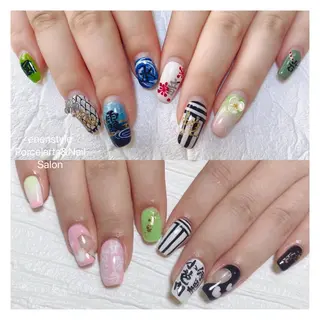 ミディアム ネイル 🐾enen style 🐾のネイルデザイン