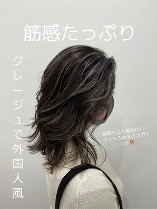 セミロング カラー 🌿レイヤー/ブリー チ/🌿JINのヘアスタイル