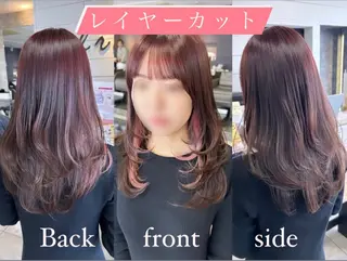 ミディアム レイヤー/艶髪カラー 森本くるみのヘアスタイル