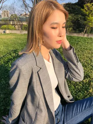 ミディアム カラー Pia ツボイ ケイタのヘアスタイル
