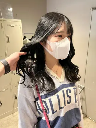 ロング カラー パーマ ヘアアレンジ メンズ キッズ ネイル マツエク・マツパ アイブロウ 上品＆韓国風 🥀海心🥀のヘアスタイル