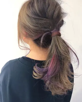 セミロング カラー ヘアアレンジ 髪質改善、エクステ 山口卓哉のヘアスタイル