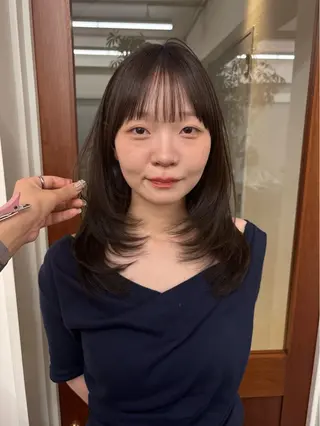 ミディアム 透明感カラー/顔周り カット/ののか💞のヘアスタイル