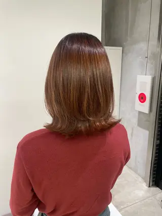 ミディアム hana🍑 ブリーチなしピンクのヘアスタイル