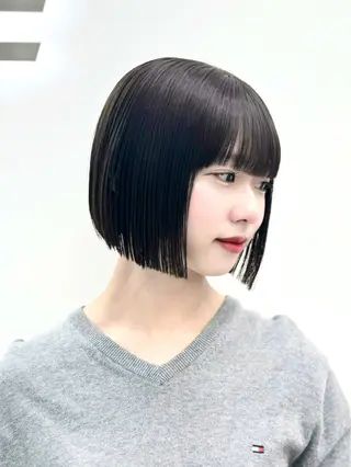 ショート カラー ヘアアレンジ 縮毛矯正🤍 ボブ/ HIKARIのヘアスタイル