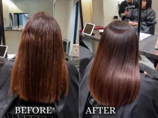 ロング レイヤー縮毛矯正 カラー/虎白のヘアスタイル