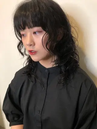 セミロング パーマ ヘアアレンジ 永井 亜実のヘアスタイル