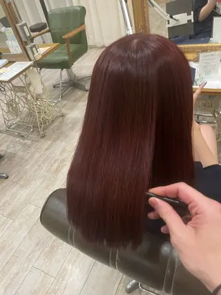 セミロング カラー ボブ.艶髪 髪質改善.縮毛矯正のヘアスタイル