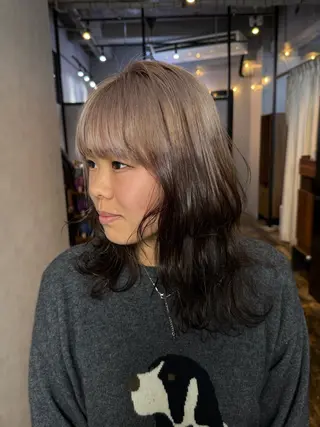 ミディアム カラー 透明感カラー/パーマ 🌀アオノのヘアスタイル
