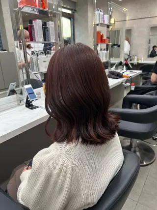 セミロング カラー パーマ ヘアアレンジ メンズ キッズ ブリーチなしカラー/ ブラウン/レイヤーのヘアスタイル