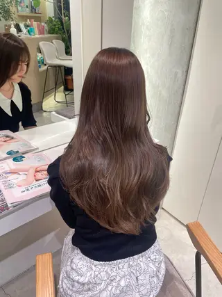 ロング カラー hana🍑 ブリーチなしピンクのヘアスタイル