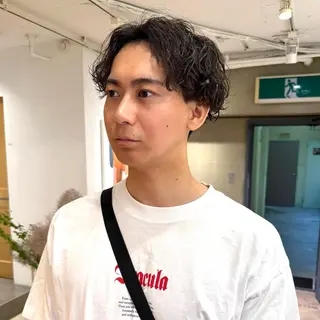 ミディアム パーマ メンズ シャドウパーマ 田形清流のヘアスタイル