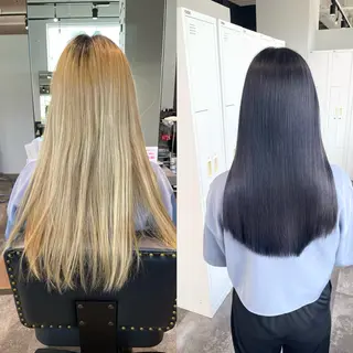 ロング 髪質改善 赤み消しカラー山本のヘアスタイル
