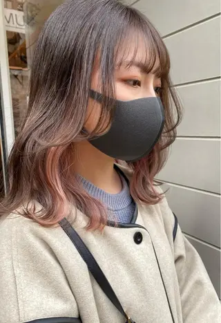 ミディアム カラー パーマ ヘアアレンジ メンズ キッズ ネイル マツエク・マツパ インナーカラー/ KANAのヘアスタイル