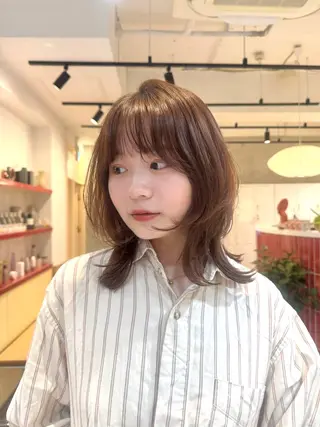 ミディアム 🧡ボブ/うる艶カラ ー🩵 さくら🌸のヘアスタイル