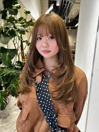 ロング カラー レイヤー/ブラウン カラー/パーマのヘアスタイル