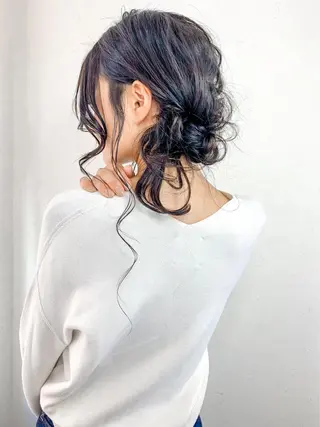 ミディアム カラー ヘアアレンジ Luxbe hakataのヘアスタイル