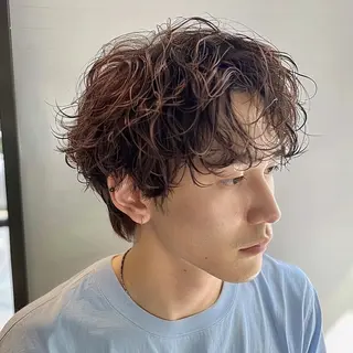 ミディアム カラー パーマ ヘアアレンジ メンズ EnBlesS西宮 マンツーマン神道有基のヘアスタイル