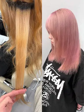セミロング ムラ修正ブリーチ 山田眞之介のヘアスタイル