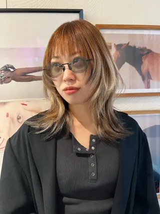 セミロング カラー 圧倒的デザイン力 店長🎨RENAのヘアスタイル