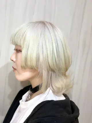 ミディアム カラー ヘアアレンジ ✨錦糸町ブリーチ/ ホワイトカラー皇気✨のヘアスタイル