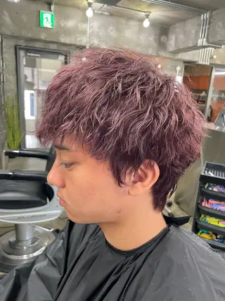 ショート カラー パーマ ヘアアレンジ メンズ 亀井隆汰/メンズ専門 パーマ/フェード可のヘアスタイル