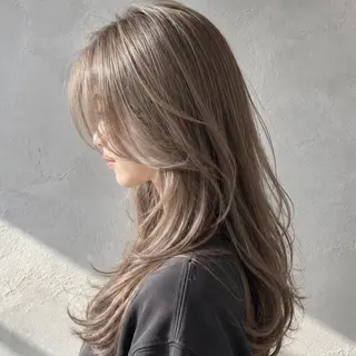カラー ロング パーマ/カットカラー モデル🌷ソース梅田のヘアスタイル