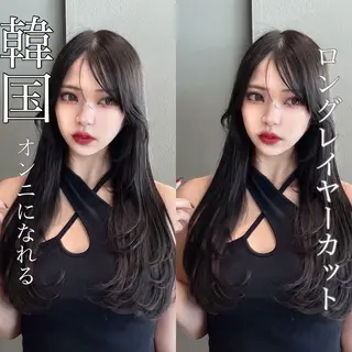 ロング カラー レイヤー/髪質改善 縮毛/ハッシュカットのヘアスタイル