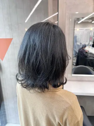 セミロング カラー パーマ ヘアアレンジ メンズ キッズ ネイル マツエク・マツパ アイブロウ 上品＆韓国風 🥀海心🥀のヘアスタイル