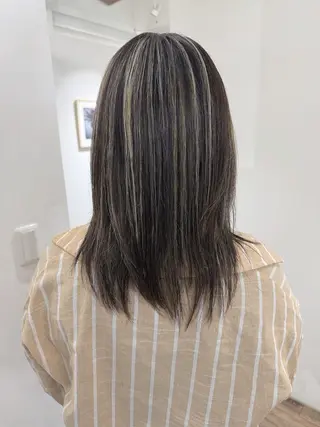 セミロング カラー ハイライト⭐️上野 高広のヘアスタイル