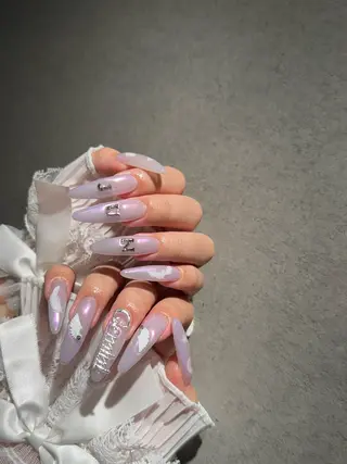 ネイル I-nailロング /ワンホン/キラキラのネイルデザイン