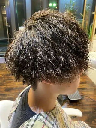 ミディアム パーマ dunhill 斉藤 大樹/メンズカットのヘアスタイル
