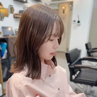 ミディアム カラー たぴ。ぱつっとボブ/ つや髪🍒髪質改善のヘアスタイル