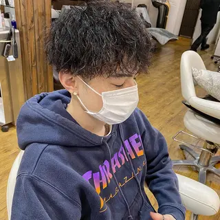 パーマ メンズ 原田 涼矢のヘアスタイル