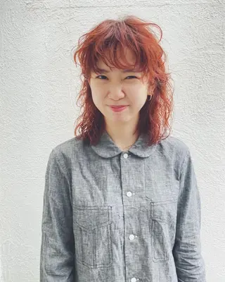 ミディアム 🐈三毛猫ローライト ・mixカラー🐈のヘアスタイル