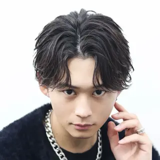 ショート カラー パーマ メンズ 🔥メンズ極🔥韓国 シャドウ/波巻き柿崎のヘアスタイル