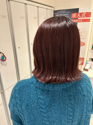ミディアム カラー ゆめ ベージュカラーのヘアスタイル