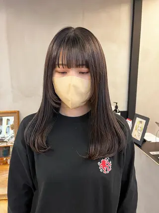 セミロング カラー ena/ブリーチなし 透明感・レイヤー🎀のヘアスタイル