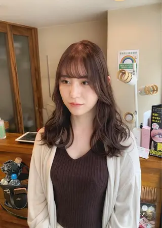 セミロング カラー 矢野 晃平のヘアスタイル