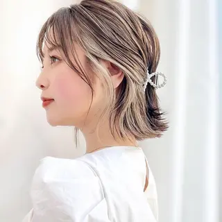 ミディアム カラー ヘアアレンジ レイヤー専門家 ダブルカラー修のヘアスタイル