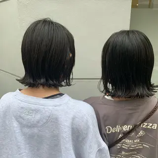 ショート カラー ヘアアレンジ サナ🌱 切りっぱなしボブのヘアスタイル