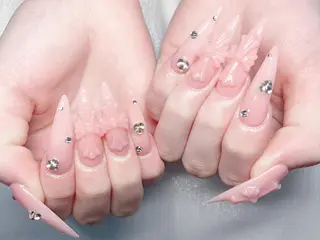 ロング カラー 波 なみのネイルデザイン
