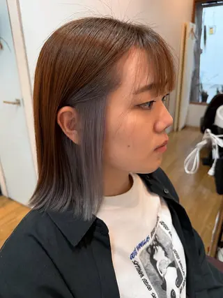 ミディアム カラー パーマ 堀井 凌平のヘアスタイル