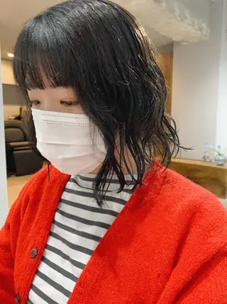 ミディアム パーマ ボブパーマコテ巻き風 パーマNo1深江秀平のヘアスタイル