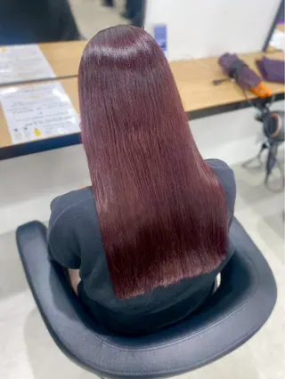 ロング カラー 韓国レイヤー透明感 艶カラー美髪縮毛矯正のヘアスタイル